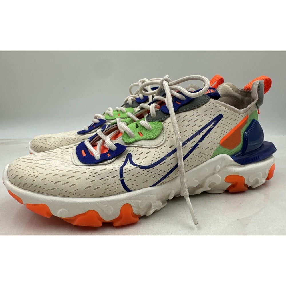 Nike Womens Shoes 8.5 NSW React Vision Pale Ivory Concord Sneakers Neon D/ms/X